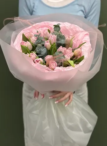 Букет &laquo;Сладкая зефирка&raquo; с пионовидными тюльпанами  от интернет-магазина цветов в Ижевске