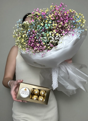 Подарочный набор &laquo;Букет гипсофил + Ферреро&raquo; от интернет-магазина цветов в Ижевске