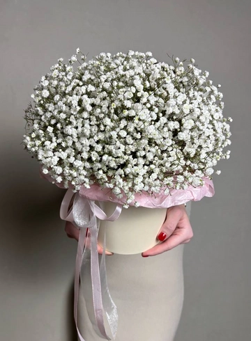 Белая гипсофила в коробе «Зефирка» от интернет-магазина цветов в Ижевске