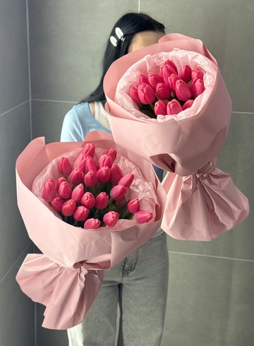 Монобукет тюльпанов в упаковке 15/25 шт от интернет-магазина цветов в Ижевске