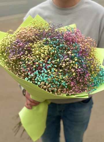 Букет 25 радужных гипсофил от интернет-магазина цветов в Ижевске